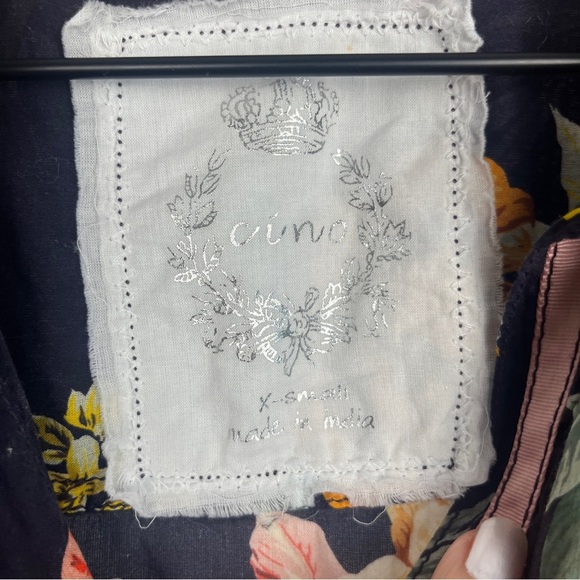 SUNDANCE CINO Women's 100% Cotton Blue Floral Long Sleeve Blouse Top XS - Picture 3 of 9